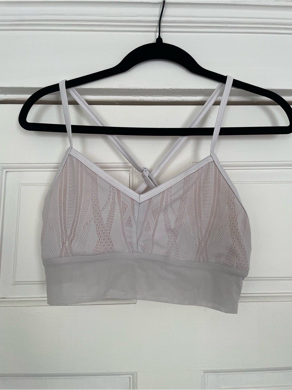 Alo Light Gray Mesh Sports Bra with Strappy Back-Size M